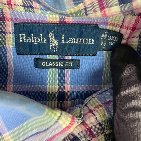 Ralph Lauren Short Sleeve Twill Shirt Men's 3XB Plaid Blue Red Green Button Down - Picture 5 of 8